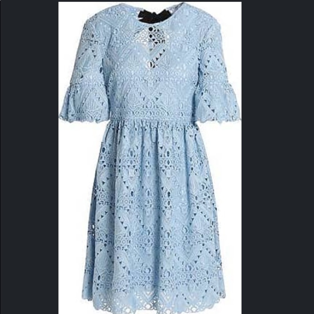 Designer Short Sleeve Lace Bow Back Dress